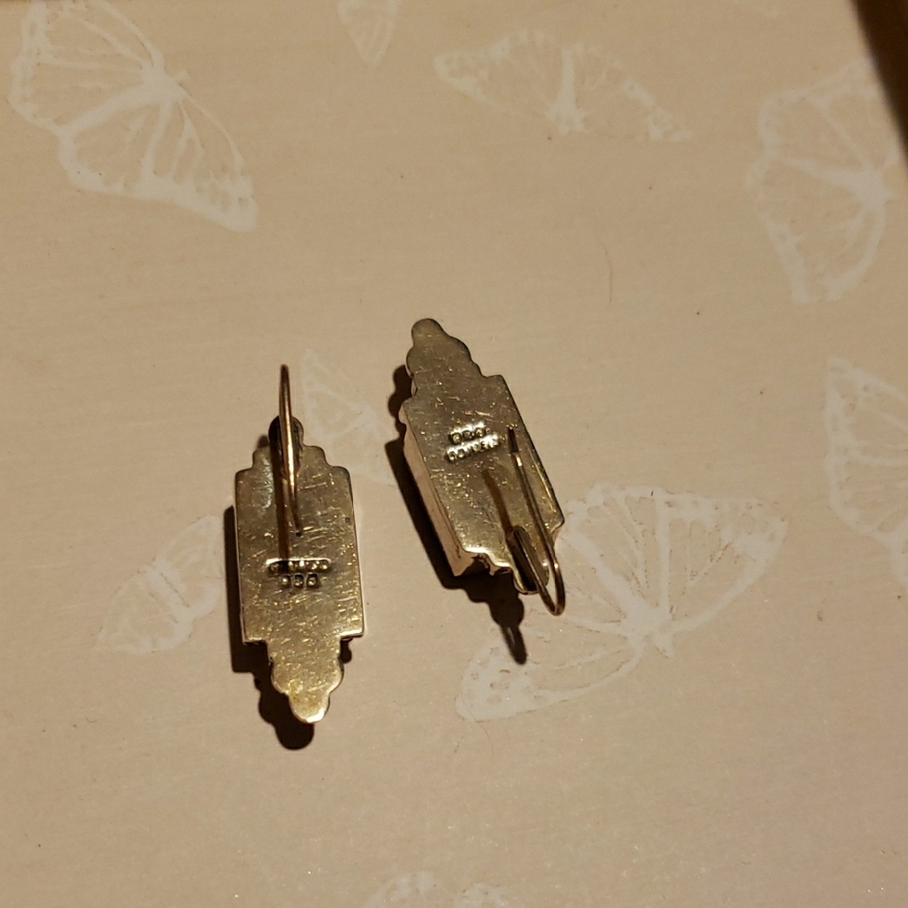 Art Deco Dangle Earrings 925 Sterling Silver - Picture 2 of 3